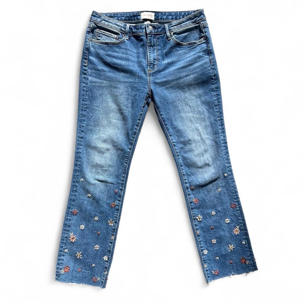 Driftwood Colette Embroidered Floral High Waisted Jeans Denim